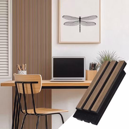 Painéis de parede de madeira da veneziana decorativa com o painel acústico da impermeabilização do som do ANIMAL DE ESTIMAÇÃO