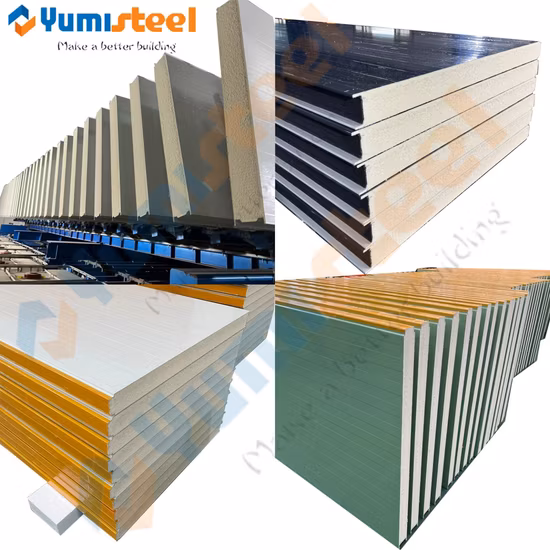 Painéis sanduíche de metal térmico com isolamento PU/PIR/PUR de poliuretano para parede